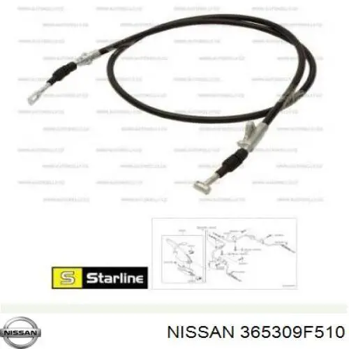 Купити 365309F510 Nissan/Infiniti Трос ручного гальма задній, правий