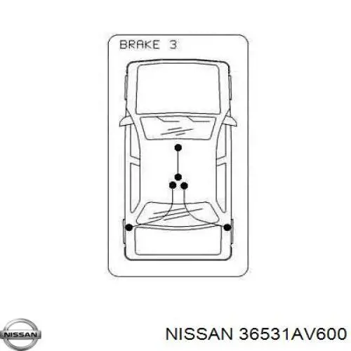 Трос стоянкового гальма задній лівий Nissan/Infiniti 36531AV600 ціна, від 28.89 USD