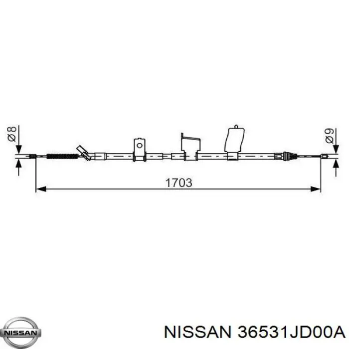 Трос стоянкового гальма задній лівий Nissan/Infiniti 36531JD00A ціна, від 17.28 USD