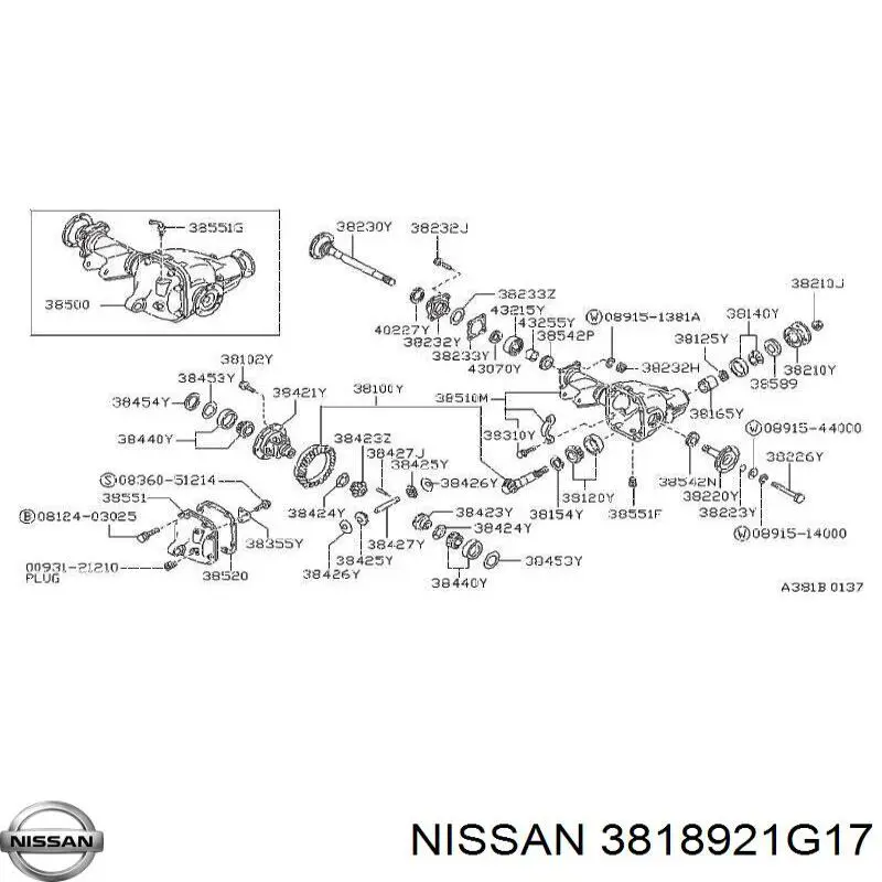 Купити 3818921G16 Nissan/Infiniti Сальник хвостовика