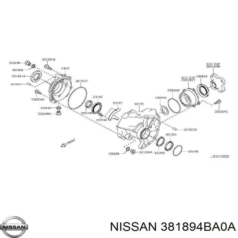 Сальник роздавальної коробки, первинного вала Nissan/Infiniti 381894BA0A ціна, від 9.73 USD