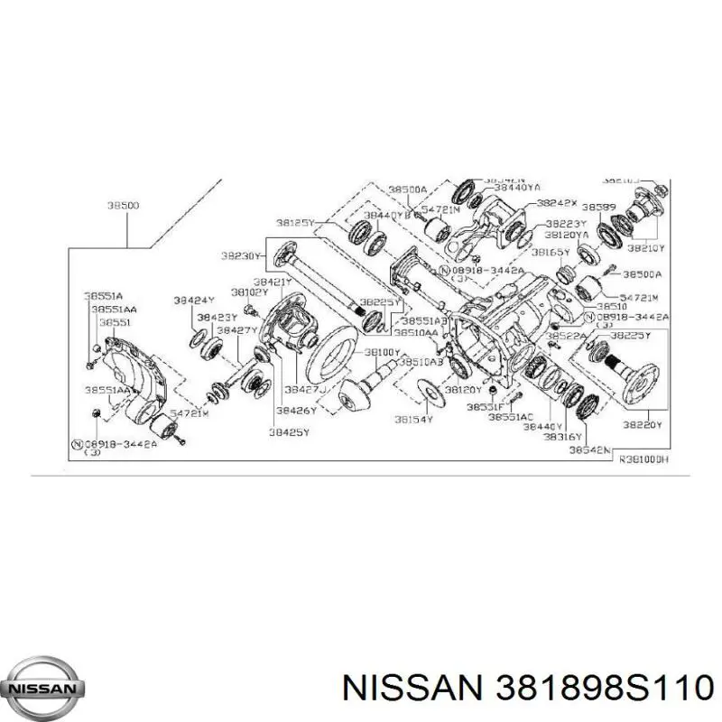Купити 381898S110 Nissan/Infiniti Сальник хвостовика редуктора переднього моста