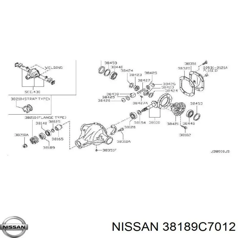 38189C7012 Nissan сальник хвостовика редуктора заднього моста