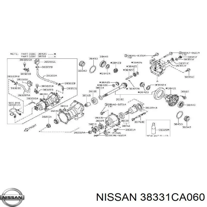 38331CA000 Nissan муфта підключення заднього моста