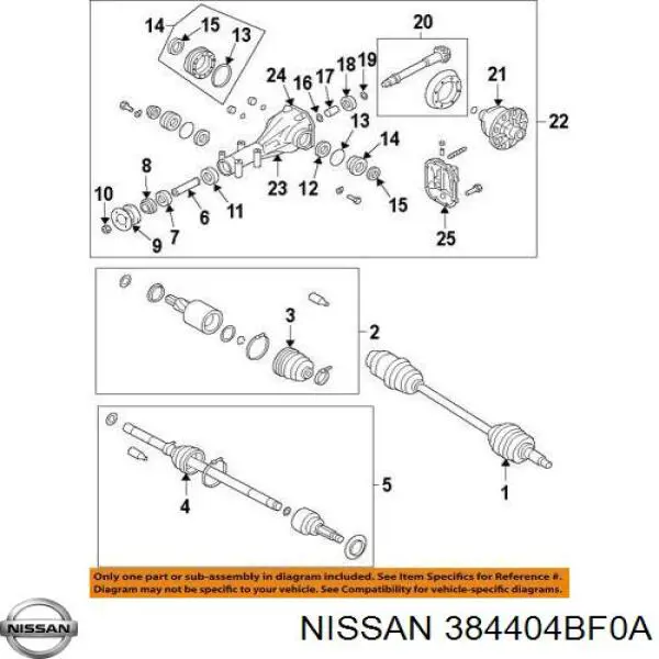 384404BF0A Nissan/Infiniti Підшипник диференціалу заднього моста