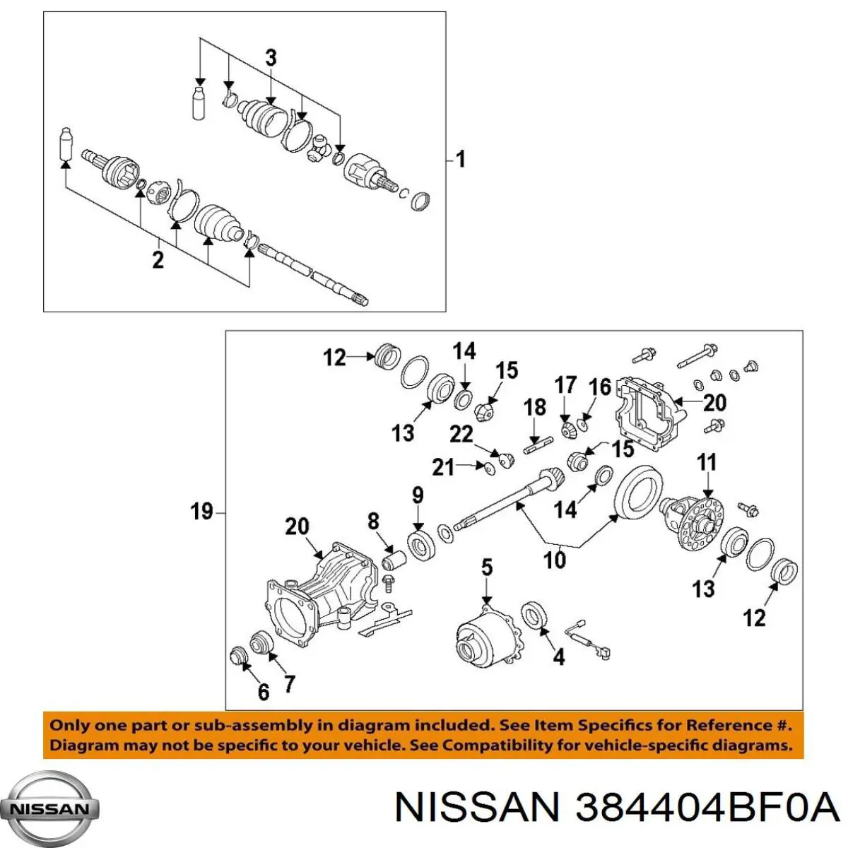 384404BF0B Nissan підшипник диференціалу заднього моста