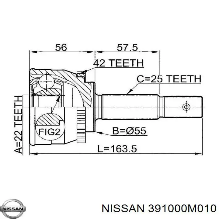 ШРУС зовнішній передній 391000M010 Nissan