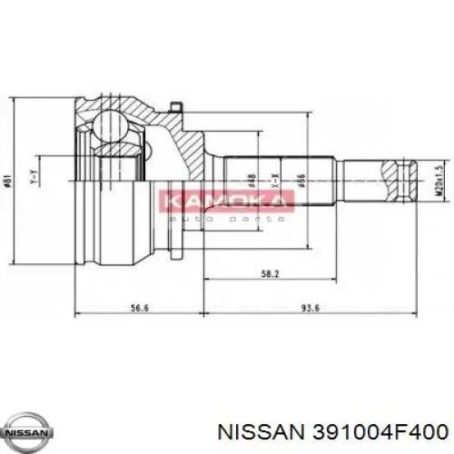 Купити 391004F400 Nissan/Infiniti Піввісь права