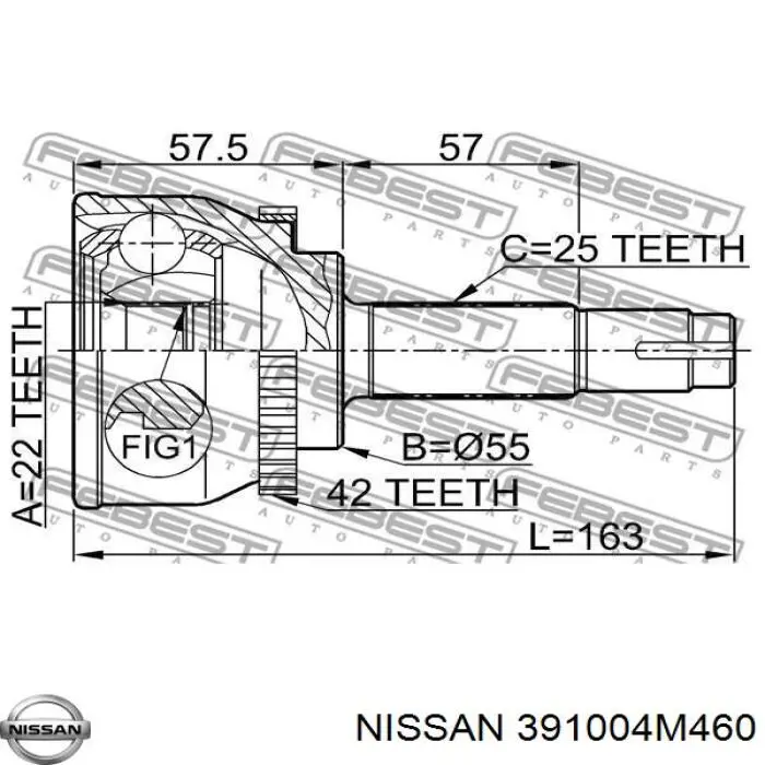 Привід передній лівий Nissan/Infiniti 391004M460 ціна, від 60.95 USD