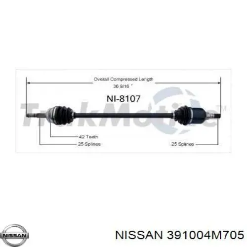 Піввісь передня, права Nissan/Infiniti 391004M705 ціна, від 211.86 USD