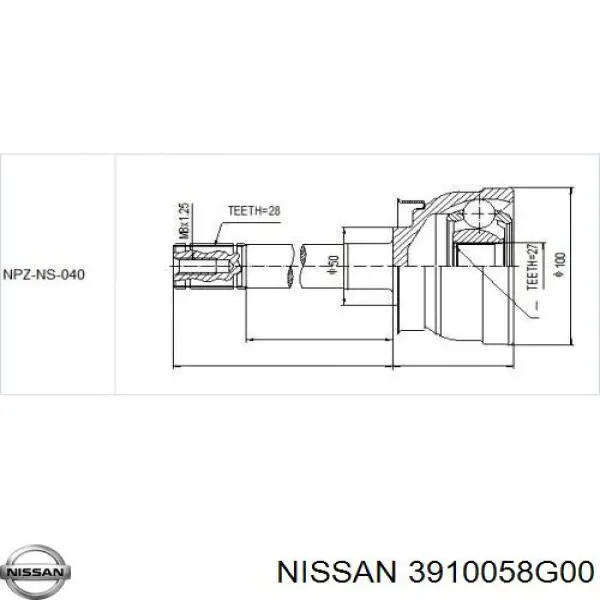3910058G00 Nissan піввісь (привід передня)