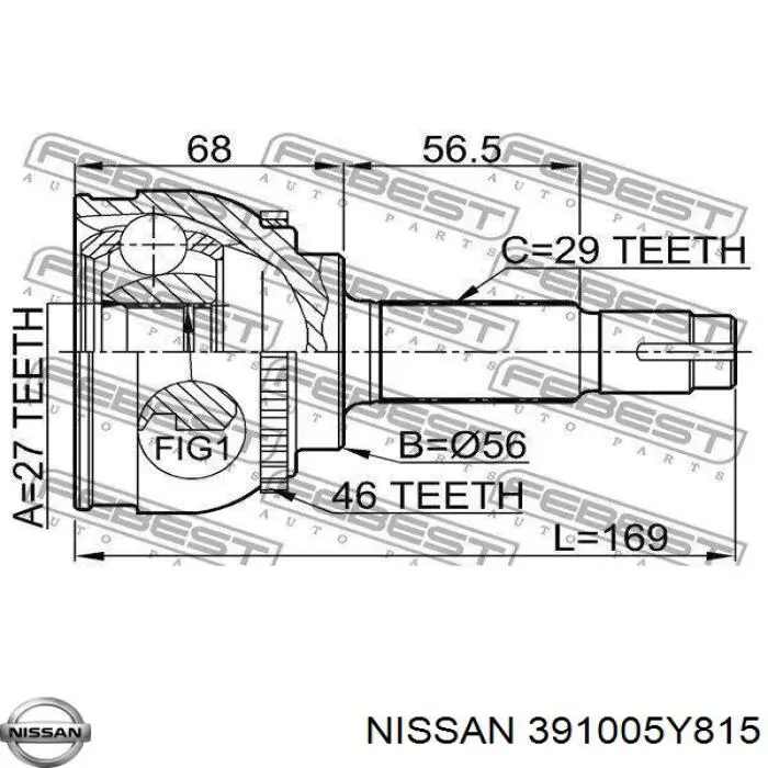 Піввісь передня, права Nissan/Infiniti 391005Y815 ціна, від 228.81 USD