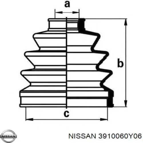 3910060Y06 Nissan піввісь (привід передня, права)