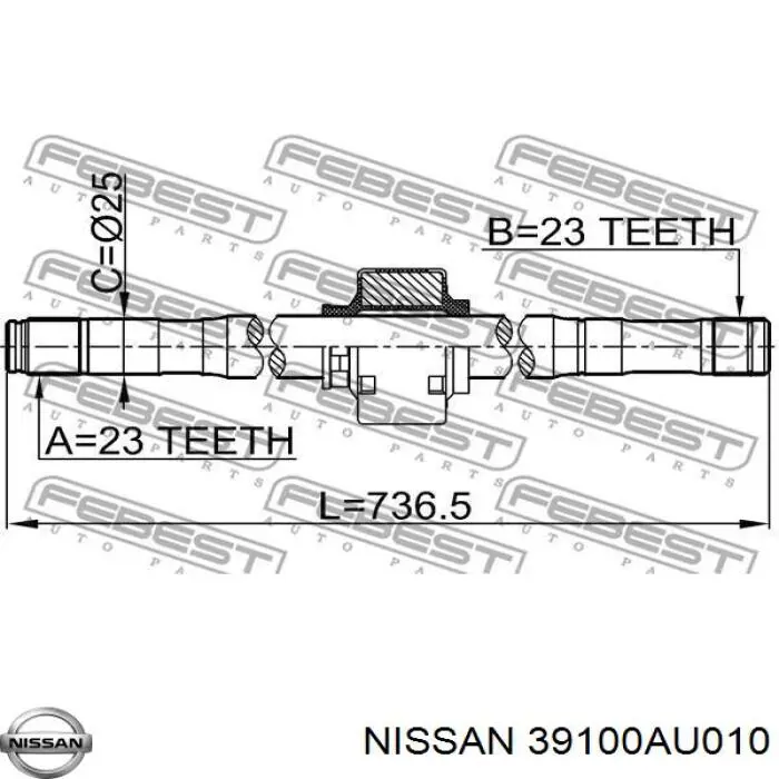 Піввісь передня, права Nissan/Infiniti 39100AU010 ціна, від 115.89 USD