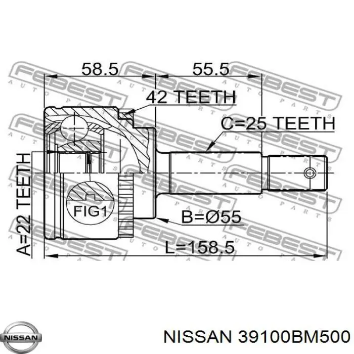 Піввісь передня, права Nissan/Infiniti 39100BM500 ціна, від 26.60 USD