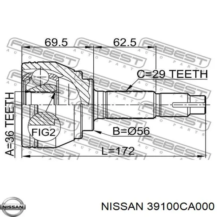 NS39100CC40A Market (OEM) піввісь (привід передня, права)