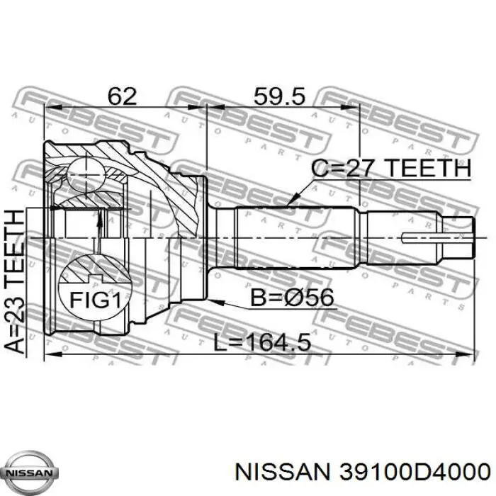 ШРУС зовнішній передній 39100D4000 Nissan