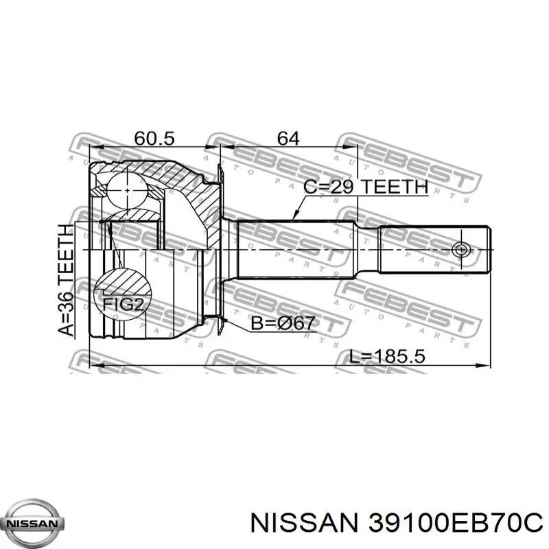 Піввісь передня, права Nissan/Infiniti 39100EB70B ціна, від 111.05 USD
