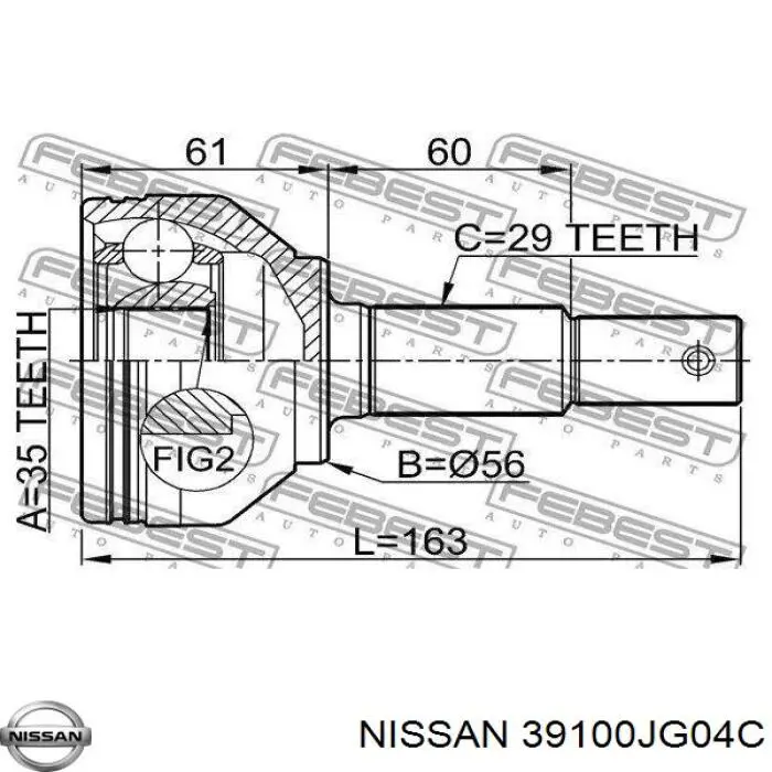 Піввісь права 39100JG04C Nissan/Infiniti