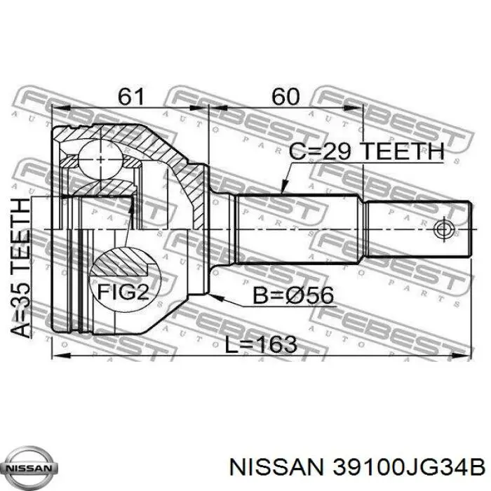Піввісь передня, права Nissan/Infiniti 39100JG34B ціна, від 141.90 USD