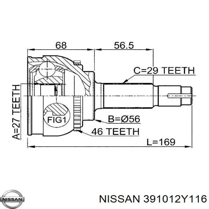 Привід передній лівий Nissan/Infiniti 391012Y116 ціна, від 44.24 USD
