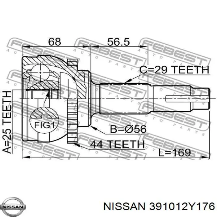 Ліва піввісь 391012Y176 Nissan/Infiniti