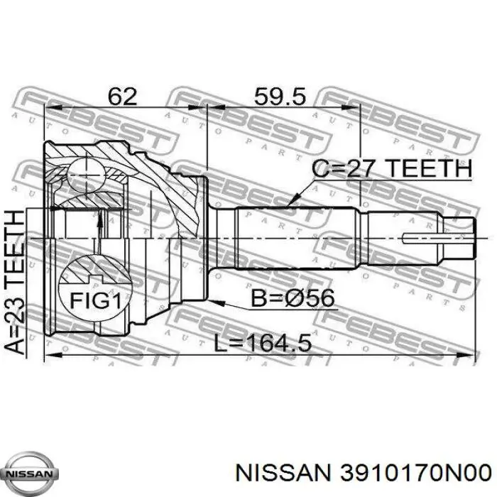 Купити 3910173J05 Nissan/Infiniti Ліва піввісь