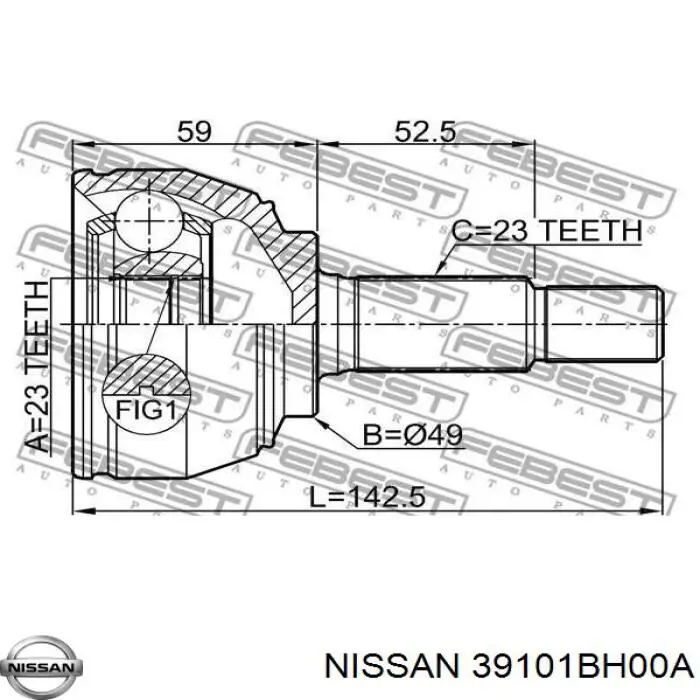 Ліва піввісь ADBP890014 Blue Print