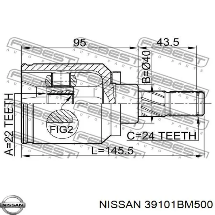 Купити 39101BM500 Nissan/Infiniti Ліва піввісь