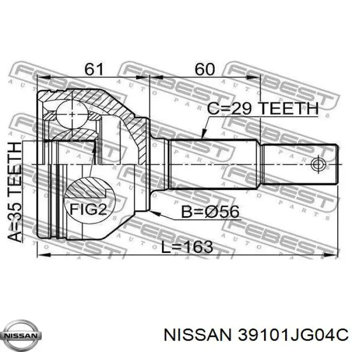 Ліва піввісь 39101JG04C Nissan/Infiniti