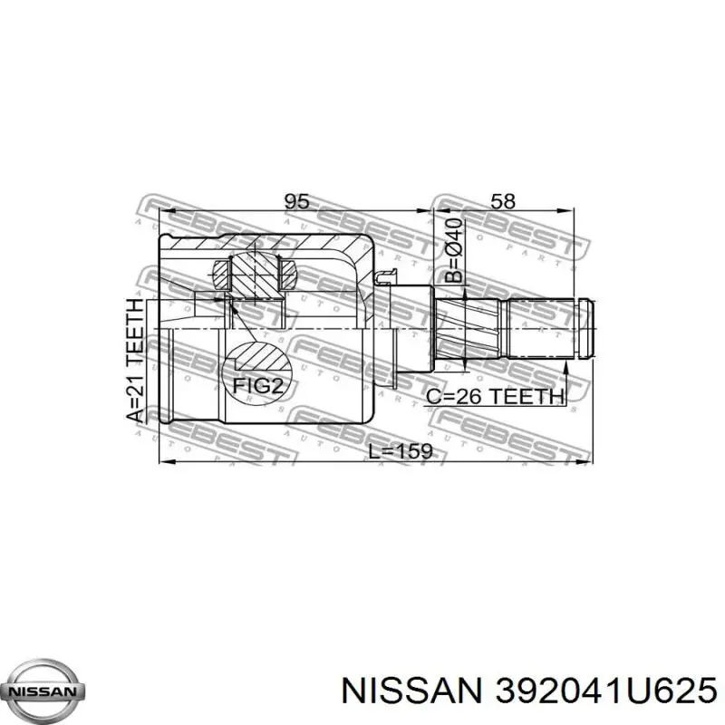 392041U625 Nissan/Infiniti ШРКШ внутрішній, передній