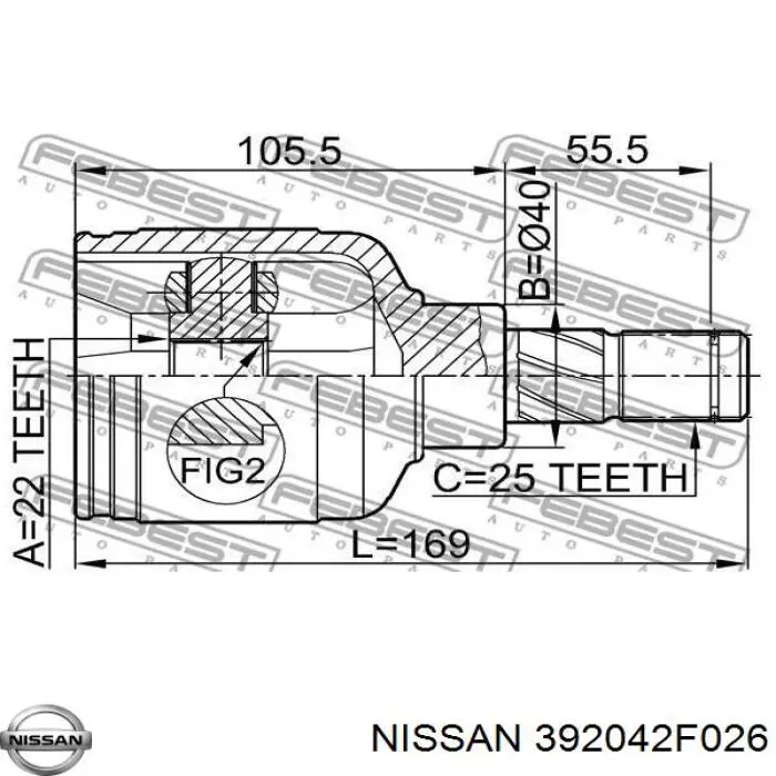 ШРУС внутрішній, передній 392042F026 Nissan