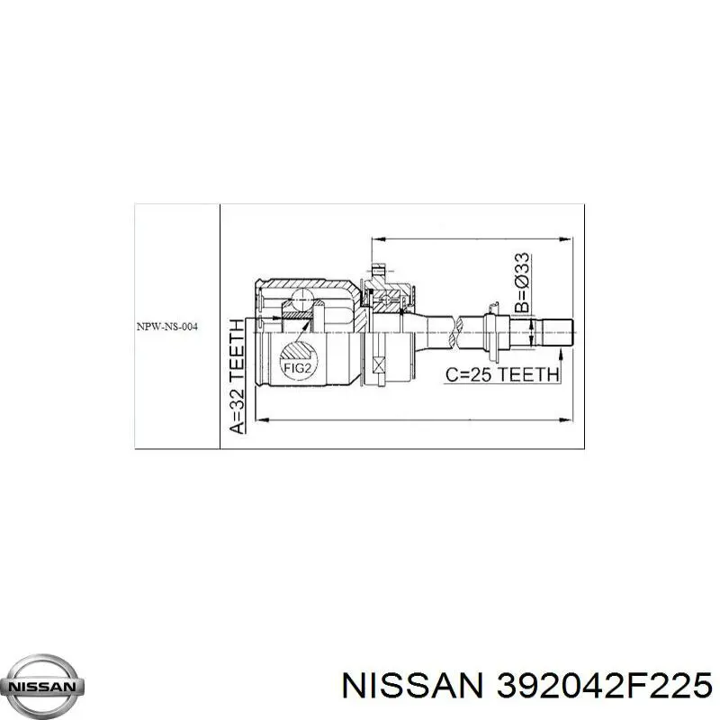 ШРКШ внутрішній, передній, правий Nissan/Infiniti 392042F225 ціна, від 60.77 USD