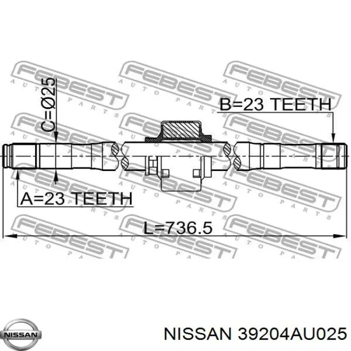 39204AU025 Nissan піввісь (привід передня, права)
