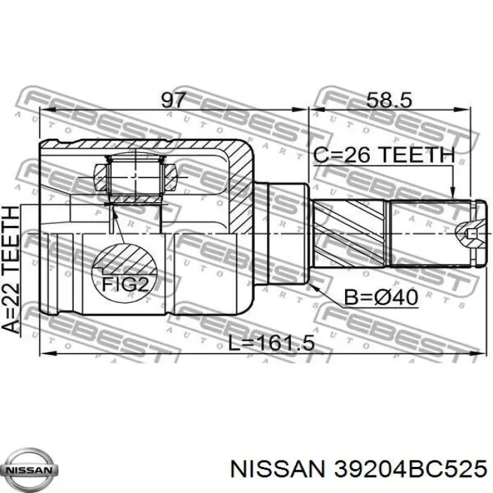 Піввісь права 39204BC525 Nissan/Infiniti