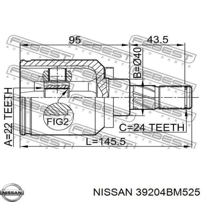 39204BM525 Nissan/Infiniti Привід передній правий
