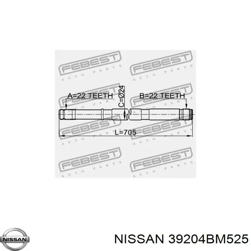 Піввісь передня, права Nissan/Infiniti 39204BM525 ціна, від 26.57 USD