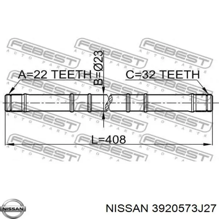 Піввісь (привід) передня, ліва 3920573J27 Nissan