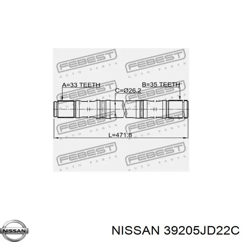 Купити 0212MR20CVT2WD Febest Ліва піввісь