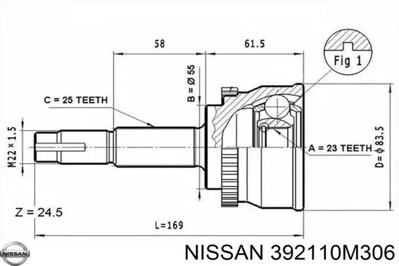 Купити 392110M306 Nissan/Infiniti Шарнір приводу зовнішній