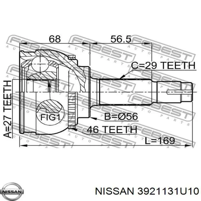 Граната колісна Nissan/Infiniti 3921131U10 ціна, від 34.02 USD