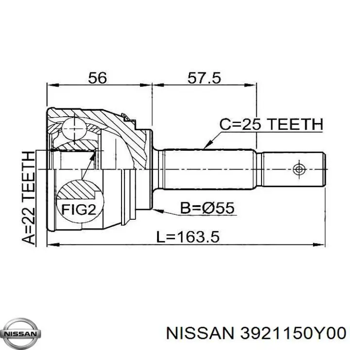 Купити 3921150Y00 Nissan/Infiniti Шарнір приводу зовнішній