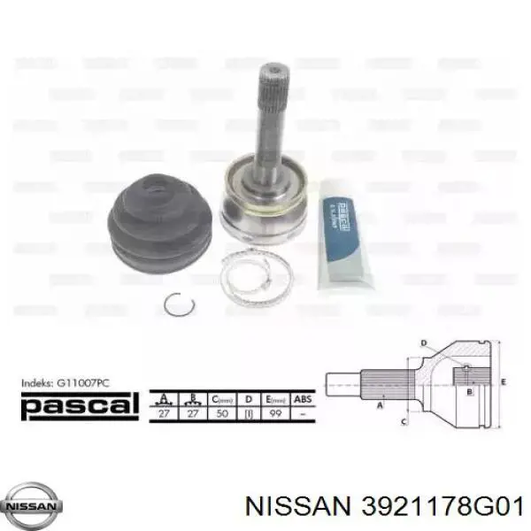 Купити 3921178G01 Nissan/Infiniti Шарнір приводу зовнішній