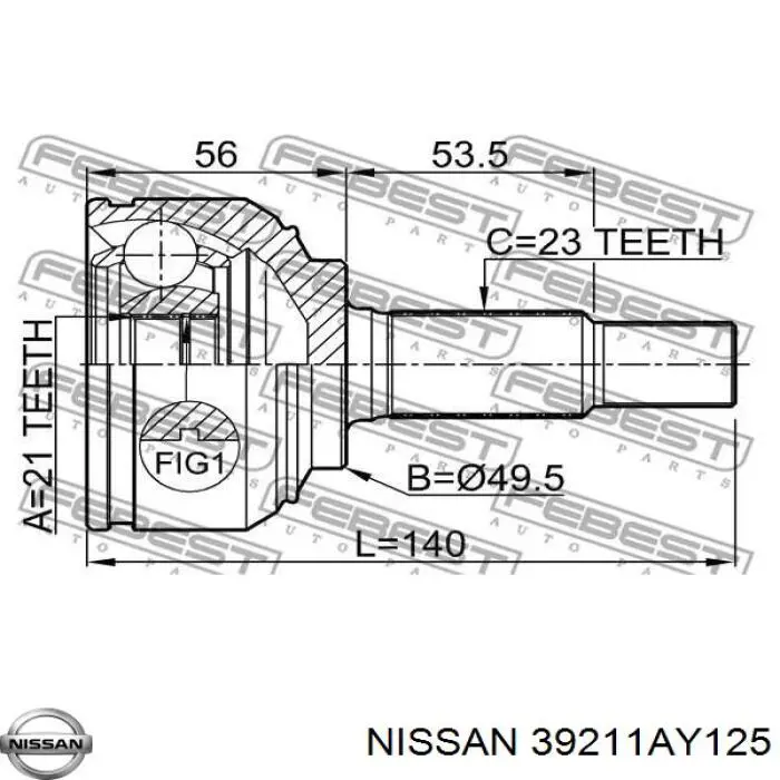 Купити 39211AY125 Nissan/Infiniti Шарнір приводу зовнішній