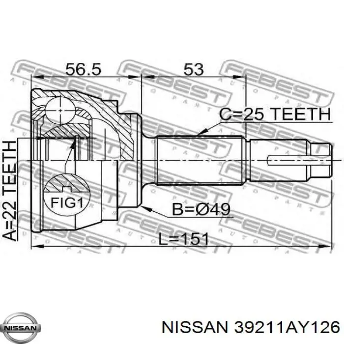 39211AY126 Nissan шрус зовнішній передній