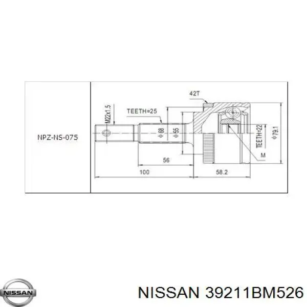 ШРУС зовнішній передній 39211BM526 Nissan/Infiniti