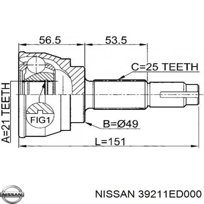 Граната колісна Nissan/Infiniti 39211ED000 ціна, від 57.07 USD