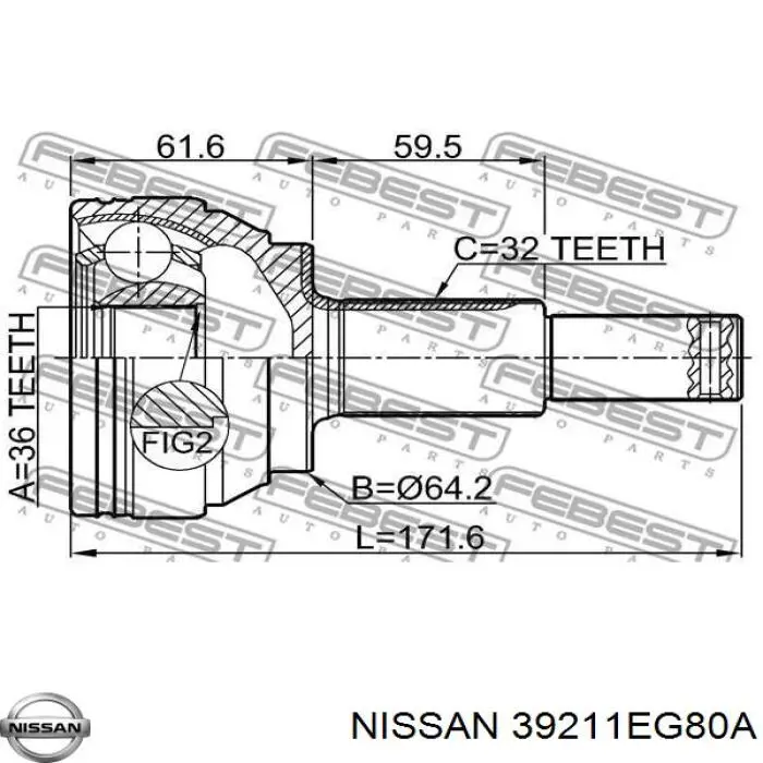 Граната зовнішня задня Nissan/Infiniti 39211EG80A ціна, від 97.44 USD