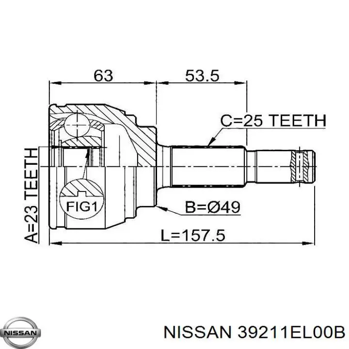 ШРУС зовнішній передній, правий Nissan Tiida NMEX ASIA (C11X) (Нісан Тііда)