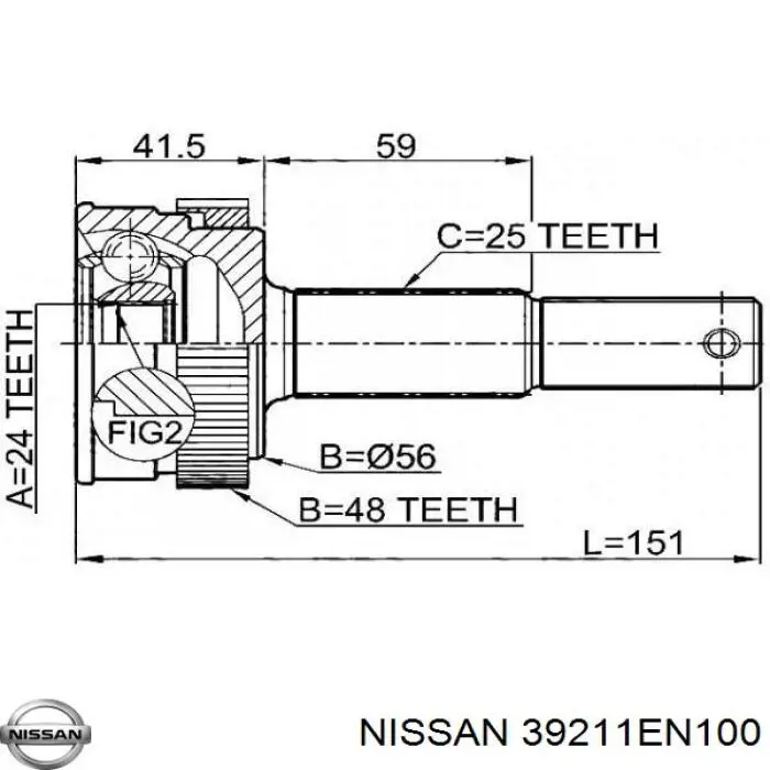 ШРУС зовнішній задній Nissan/Infiniti 39211EN100